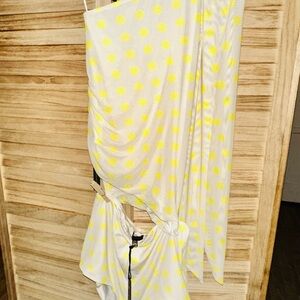 Yellow Polka short set with scarf/headband